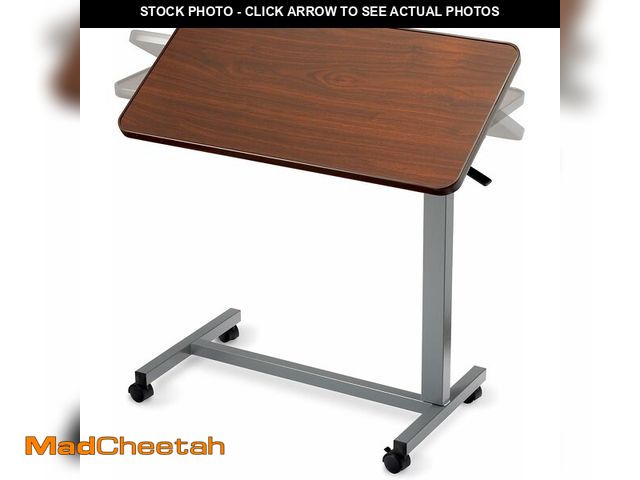 Lot 74-13331487 - Invacare Bed Table, Height Adjustable &amp; Tilting Overbed Table, Hospital Bedside Table, Medical R...