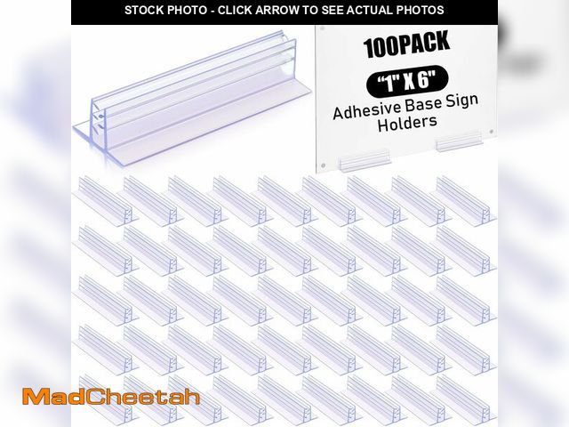 Lot 74-13949933 - Fulmoon 100 Pcs Sign Holder, Adhesive Base Sign Holders Multiple Uses for Counters, Warehouses, Base...