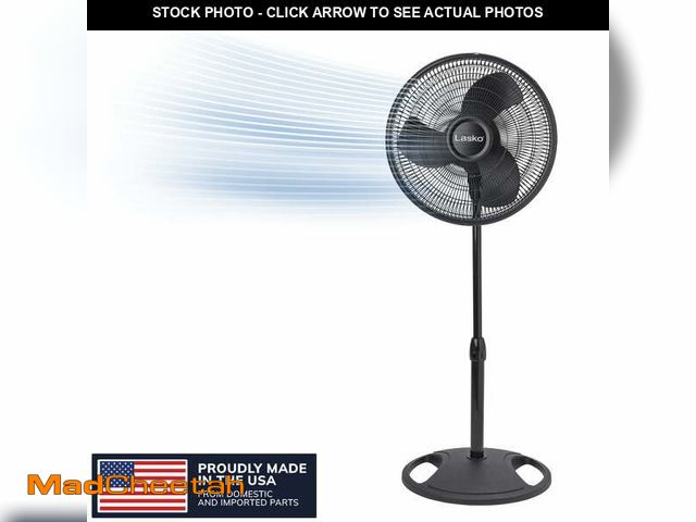 Lot 74-12861794 - Lasko 16â 3-Speed Adjustable Oscillating Pedestal Fan, Black, S16500 New - UNUSED