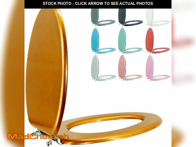 Lot 74-13948022 - Round Toilet Seat Wood Toilet Seat Prevent Shifting with Zinc Alloy Hinges American Standard Size To...
