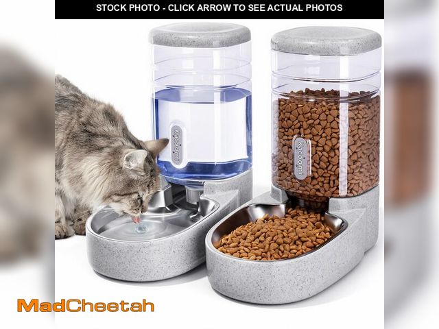 Lot 74-14056901 - Automatic Cat Feeder and Water Dispenser with Stainless Steel Bowl Gravity Food Feeder and Waterer S...