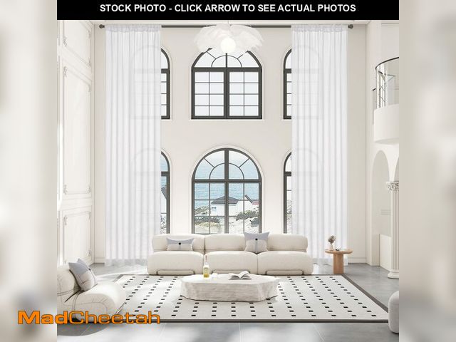 Lot 74-14213217 - Sanceor Rod Pocket Extra Long Sheer Voile Window Curtain 1 Panel,Semi Transparent High Ceiling Curta...