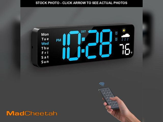 Lot 74-12699945 - Digital Wall Clock, Digital Clock Large Display with Remote Control, Corded LED Alarm Clocks with Da...