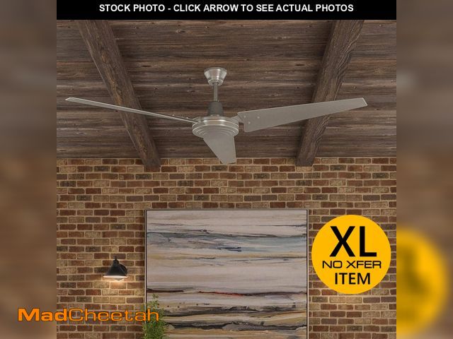 Lot 74-12804231 - Hampton Bay Industrial 60 in. Indoor/Outdoor Brushed Steel Ceiling Fan with Wall Control, Downrod an...
