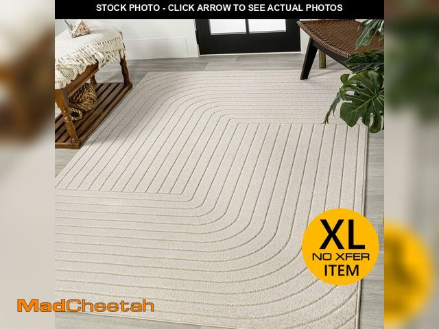 Lot 74-12567975 - JONATHAN Y Odense High-Low Angle Ivory/Cream Indoor/Outdoor Area Rug, 8x10, Modern, Contemporary, Ge...