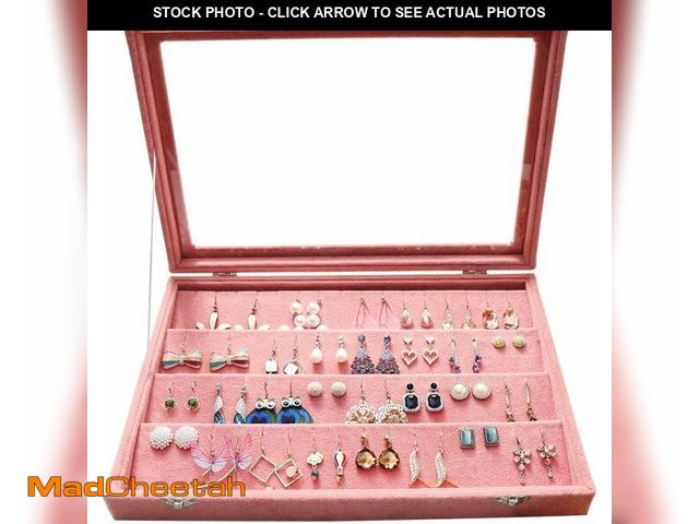 Lot 74-10827167 - Wudygirl Jewelry Tray Velvet Clear Lid Jewelry Organizer Box Stackable Jewelry Storage Display Tray ...