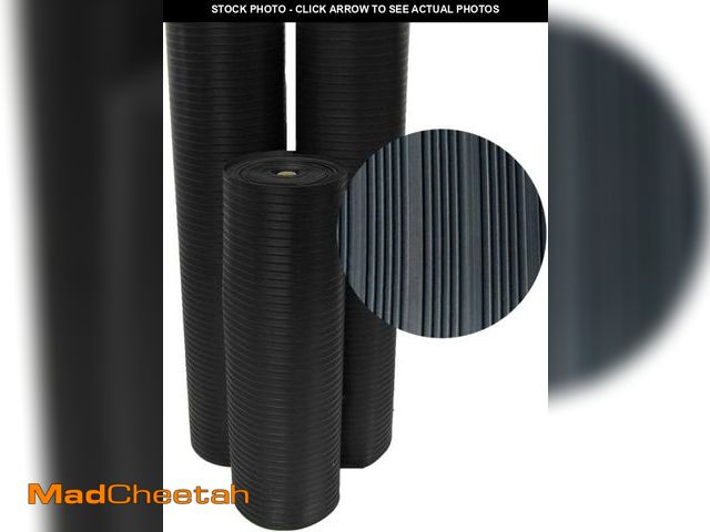 Lot 74-12030535 - Rubber-Cal 03_167_W_CO_10 Composite Rib Corrugated Rubber Floor Mats, 1/8" Thick x 3' x 10' Roll, Bl...