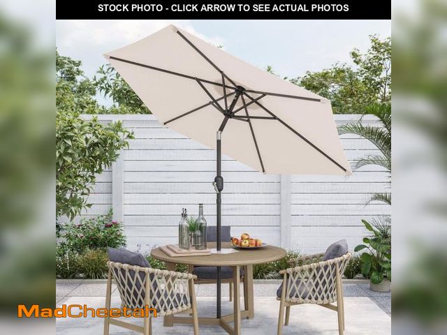 Lot 74-12463153 - Sonkuki 7.5 ft. Patio Market Crank and Tilt Umbrellas, Table Umbrellas,UV-Resistant Canopy in Beige ...