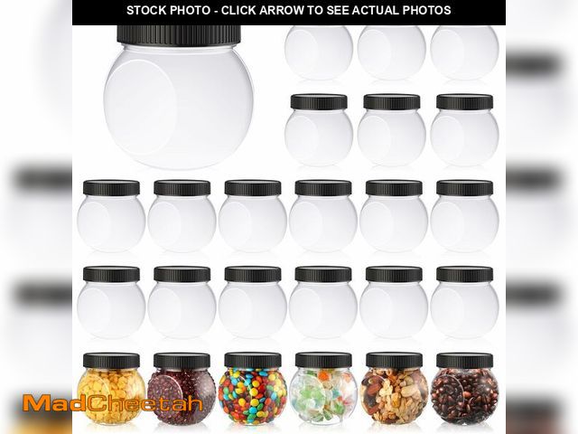Lot 74-14214470 - Tradder 24 Pcs Plastic Candy Jars with Lids 8.5 oz Wide Mouth Candy Containers Bulk for Cookie Buffe...