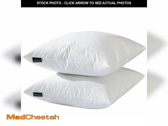 Lot 74-12709644 - basic home 18x18 Decorative Throw Pillow Inserts-Down Feather Pillow Inserts-Square-Cotton Fabric-Se...