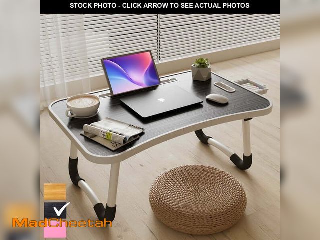 Lot 74-13816525 - PHANCIR Lap Desk with Handle, 23.6" Foldable Wood Laptop Desk Nonslip, Durable Edge with Slots Cup H...