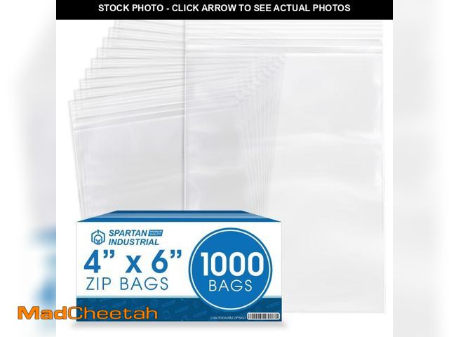 Lot 74-11556909 - Spartan Industrial - 4 X 6 (1000 Count) 2 Mil Clear Reclosable Zip Plastic Poly Bags with Resealable...