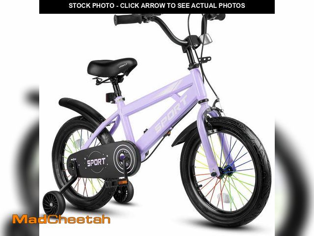 Lot 74-14350783 - Lookfly 14" Kids Bike for Boys and Girls with Removable Training Wheels,Children's Cicycle,Purple - ...