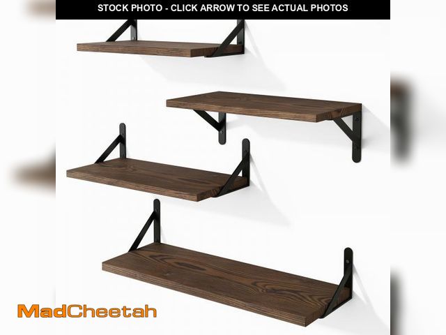 Lot 74-12053445 - YGEOMER Floating Shelves for Wall, Different Sizes Dark Carbonized Pine Wall Shelves for Living Room...