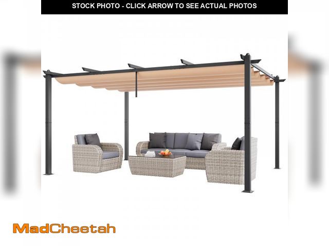 Lot 74-12104362 - VEVOR 12'x16' Outdoor Retractable Pergola with Canopy, Aluminum Pergola with Retractable Canopy, Mod...