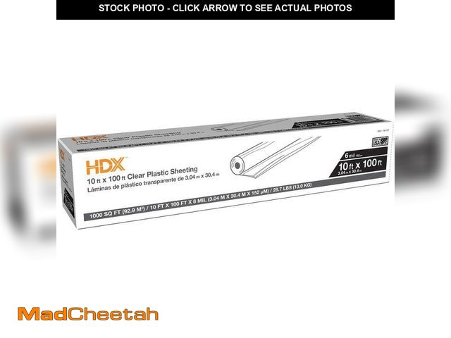 Lot 74-12798130 - HDX 10 ft. x 100 ft. Clear 6 mil. Plastic Sheeting - UNUSED