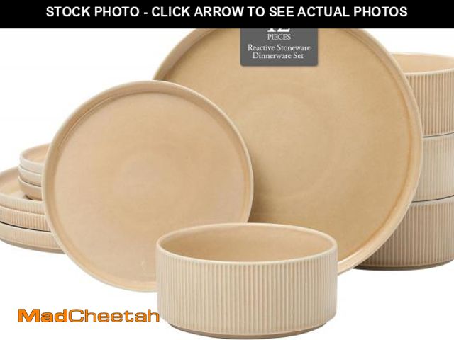 Lot 74-12137721 - Gibson Elite Solana Coast 12 Piece Stoneware Reactive Glaze (Service for 4) Ceramic Plates and Bowls...