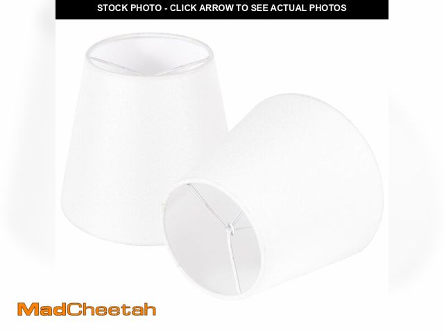 Lot 74-14431884 - Small Lamp Shades Set of 2, White Clip On Lamp Shades for Table Lamps-4" Top x 5" Bottom x 6" High, ...
