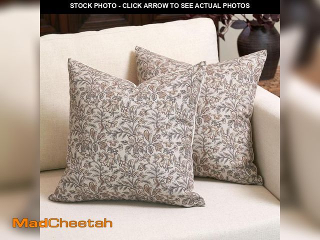 Lot 74-12212915 - Amor Virisso Floral Throw Pillow Covers 18x18 Set of 2 Vintage Block Print Pillow Covers Decorative ...