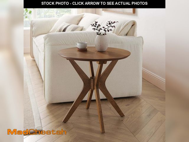 Lot 74-14292924 - (MISSING HARDWARE) MODWAY Crossroads 24 in. Round Wood Side End Table in Walnut - USED