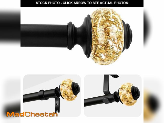 Lot 74-13713693 - Curtain Rods for Windows,1 Inch Adjustable Window Curtain Rod, Curtain Rod Set with Luxury Crystal T...