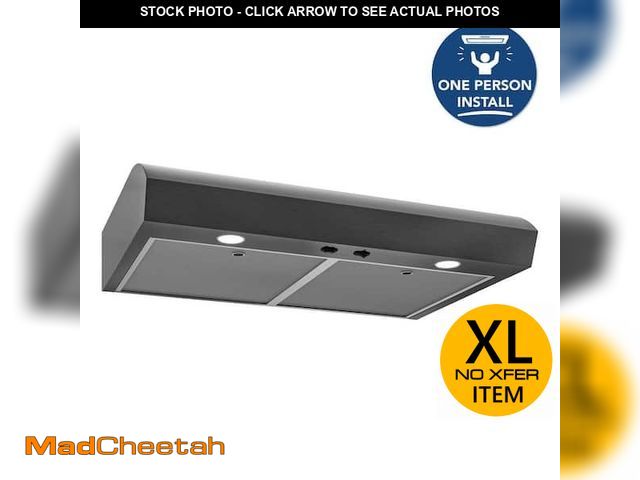 Lot 74-14439361 - Mantra 30 Inch 350 Maz Blower, 1.5 Sones, Convertible, Under-Cabinet Range Hood, Black, ENERGY STAR ...