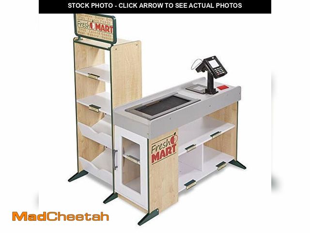 Lot 74-12632475 - Melissa &amp; Doug, Fresh Mart Pretend Grocery Store, Kids Cash Register with Scanner, Shelves, &amp...