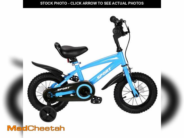 Lot 74-12765494 - Naipo 12 Inch  Kids Girls and Boys Blue Bike with Training wheel Kid Bicycle - UNUSED