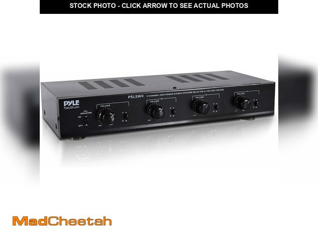 Lot 74-14591406 - Pyle 4 Channel Speaker Selector Switch - Multi Zone A B Speaker Distribution Controller Box w/Indepe...