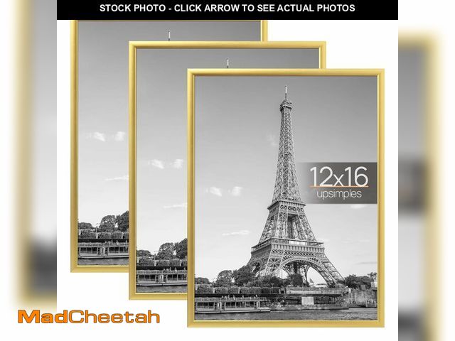 Lot 74-14273600 - upsimples 12x16 Picture Frame Gold 3 Pack, Scratch-Proof Poster Frames 12 x 16 for Photo Gallery - S...