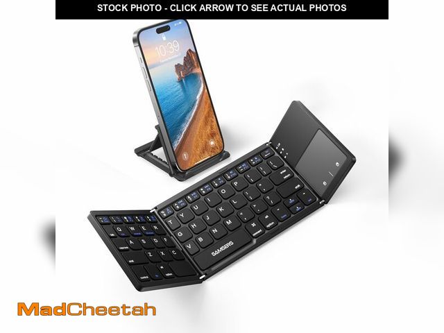 Lot 74-14152561 - Samsers Foldable Bluetooth Keyboard with Touchpad - Portable Wireless Keyboard with Holder, Recharge...