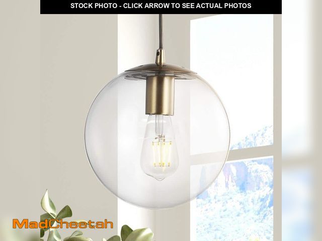 Lot 74-14349995 - JONATHAN Y Bleecker 7.75 in. 1- Light Clear/Brass Metal/Glass Globe LED Pendant - UNUSED