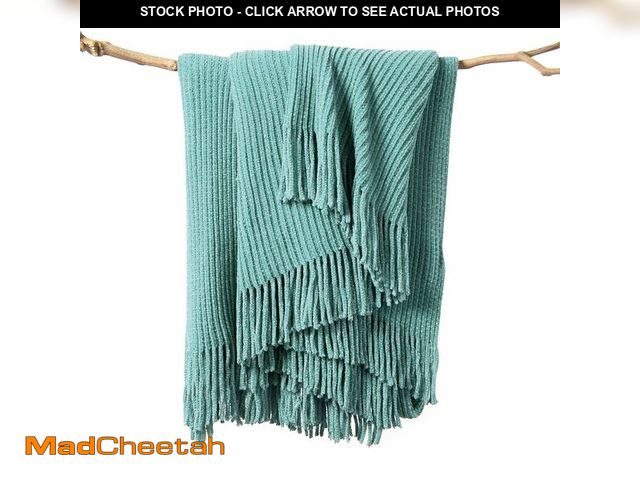 Lot 74-14269492 - lifein Throw Blanket for Couch, Soft Boho Decor Bed Throw,Cozy Blue Chenille Knitted Small Farmhouse...