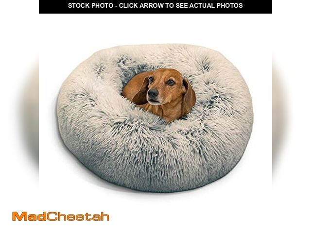 Lot 74-12632839 - Best Friends by Sheri Original Calming Donut Dog and Cat Bed, Shag Faux Fur, Denim Blue, (23in x 23i...