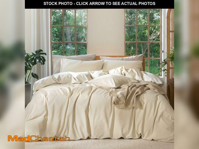 Lot 74-14211491 - MooMee Bedding Duvet Cover Set 100% Washed Cotton Linen Like Textured Breathable Durable Soft Comfy ...