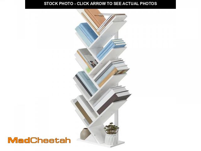 Lot 74-12437284 - HOOBRO Tree Bookshelf, 9-Tier Bookcase Wooden Shelves, Floor Standing Storage Rack, for Display of C...