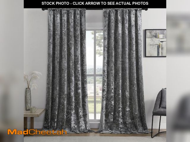 Lot 74-12313015 - SMILETIME Grey Crushed Velvet Curtains 52x84inch Rod Pocket Luxurious Thermal Insulated Soundproof D...