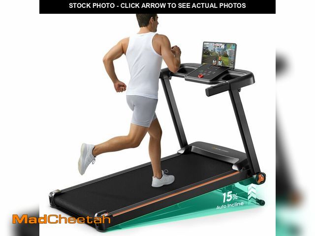 Lot 74-12631274 - YUEJIQI Treadmill with 0-15% Auto Incline, 3.5HP Quiet Brushless Foldable Treadmills for Home, Small...