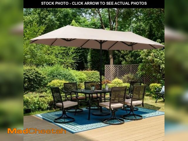 Lot 74-12144125 - Autlaycil 13 Ft Rectangle Patio Umbrella with Crank  Outdoor Market Umbrella (Khaki) - UNUSED