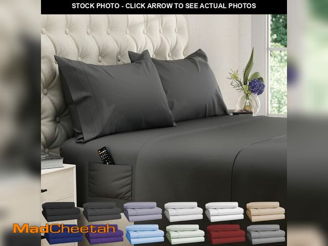 Lot 74-14333326 - DREAMCARE King Size Sheets Set - 4 pcs Breathable Cooling Sheets - up to 15" Deep Pocket King Sheet ...