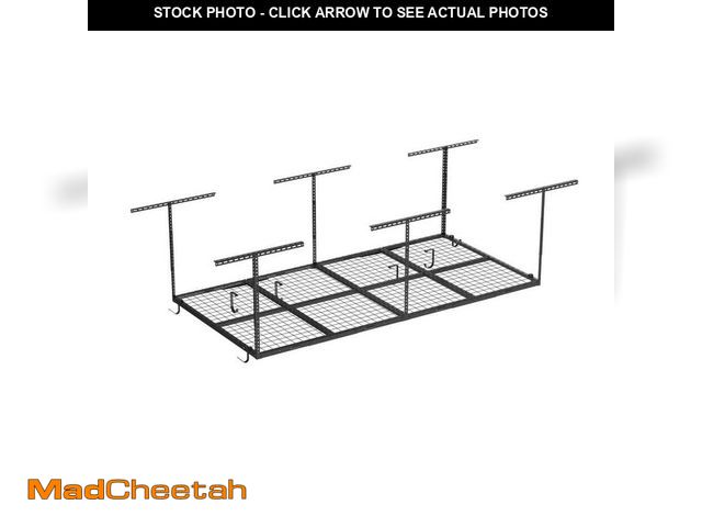 Lot 74-12674841 - FLEXIMOUNTS OHK Series 48 in. W x 96 in. D x 22-40 in. H Black Ceiling Mounted Overhead Garage Stora...