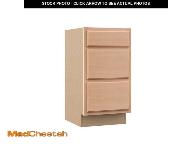 Lot 74-13739073 - Hampton Bay Recessed Panel 18 in. W x 24 in. D x 34.5 in. H Assembled 3 Drawer Base Kitchen Cabinet ...