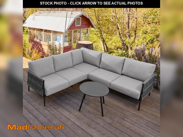 Lot 74-12134177 - EAST OAK Life Chatter Outdoor Patio Furniture Set, L Shaped Corner Sofa Set with Round Coffee Table,...