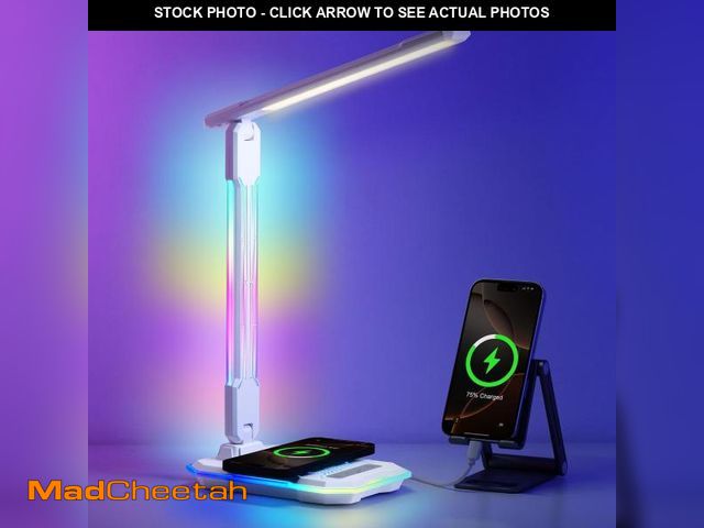 Lot 74-11558882 - WILIT Color Changing Desk Lamp, RGB Foldable Gaming Light with Sound Reactive, 10W Wireless &amp; US...