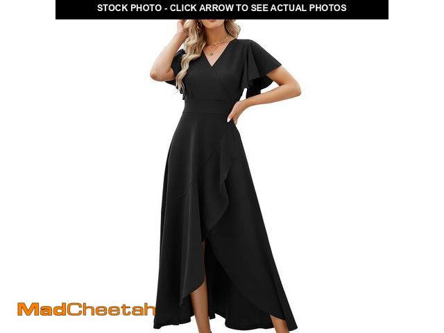 Lot 74-12703050 - Long Black Formal Dresses for Women Gowns Evening Party Cocktail Dress,Split Elegant V Neck Wrap Ruf...