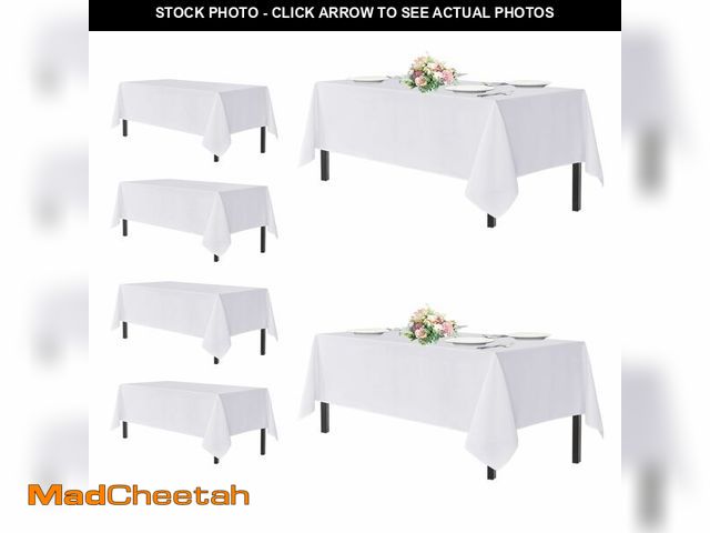 Lot 74-12705491 - sancua White Tablecloths for 6 Foot Rectangle Tables, 6 Pack - Washable Polyester Fabric Table Cover...