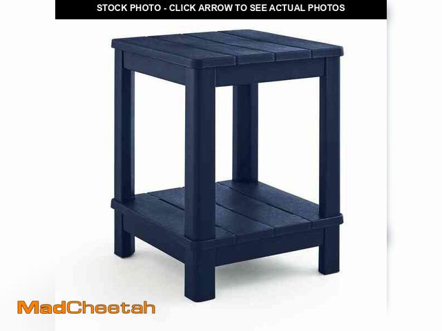 Lot 74-14033695 - Keter Deluxe 20 in. Resin Midnight Square Patio Side Table With Storage - UNUSED