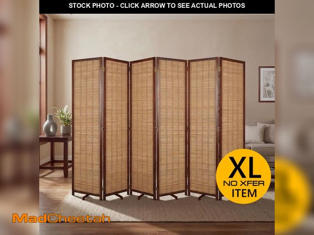 Lot 74-14344355 - Seafuloy 92 in. W x 64 in. H Brown Bamboo Room Divider Screen, Natural Weave Privacy Partition Indoo...