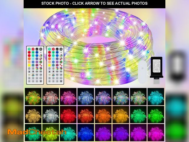 Lot 74-13538960 - 100ft Outdoor Rope Light, IP68 Waterproof 25 Color Changing String Lights with 149 Modes, Warm White...