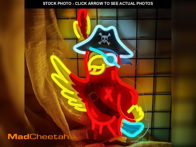 Lot 74-12051534 - Pirate Parrot Neon Light - Pirate LED Light Wall Decor Ideal for Pirate Party Decorations Gifts for ...
